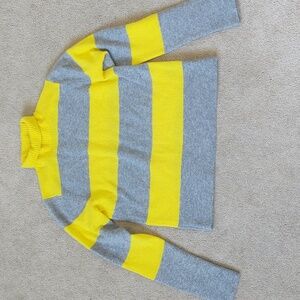 EUC 525 America striped cropped cashmere turtleneck yellow and grey